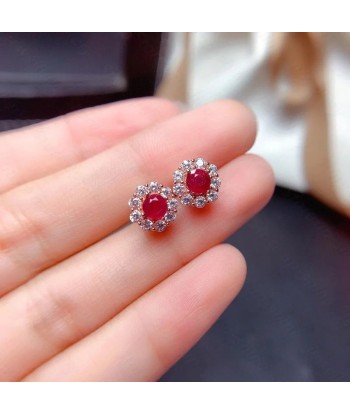 925 Silver Ruby Stud Earrings for Women sur le site 