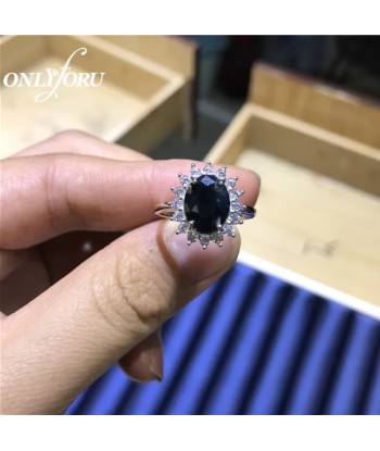 925 Sterling Silver Blue Sapphire Engagement Ring for Women de l' environnement