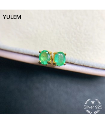 S925 Silver Emerald Studs 4mmx5mm for Women Venez découvrir notre 