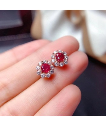 925 Silver Ruby Stud Earrings for Women sur le site 