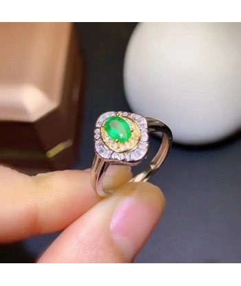 925 Silver Colombia Emerald Ring 4x6mm Amélioration de cerveau avec