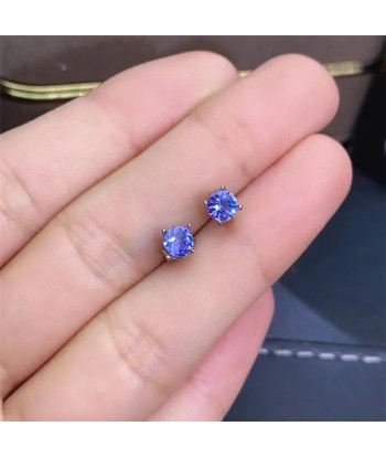 925 Sterling Silver Tanzanite Stud Earrings for Women la livraison gratuite