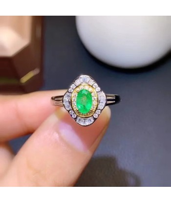 925 Silver Colombia Emerald Ring 4x6mm Amélioration de cerveau avec