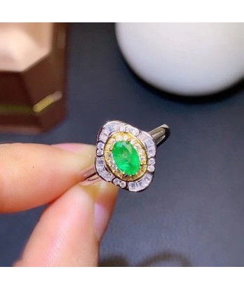 925 Silver Colombia Emerald Ring 4x6mm Amélioration de cerveau avec