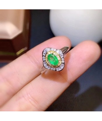 925 Silver Colombia Emerald Ring 4x6mm Amélioration de cerveau avec