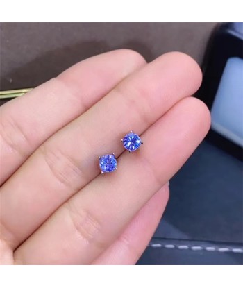 925 Sterling Silver Tanzanite Stud Earrings for Women la livraison gratuite