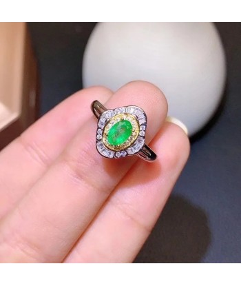 925 Silver Colombia Emerald Ring 4x6mm Amélioration de cerveau avec