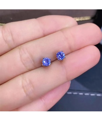 925 Sterling Silver Tanzanite Stud Earrings for Women la livraison gratuite