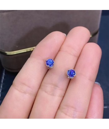 925 Sterling Silver Tanzanite Stud Earrings for Women la livraison gratuite