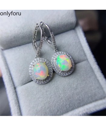 925 Silver Natural Opal Drop Earrings 8mm*10mm for Women prix