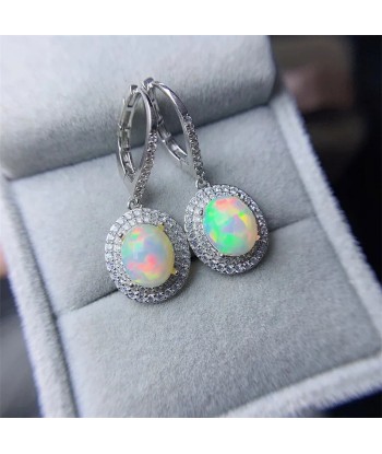 925 Silver Natural Opal Drop Earrings 8mm*10mm for Women prix