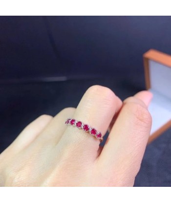 925 Sterling Silver Natural Burma Ruby Ring for Women de votre