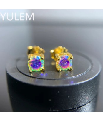 Sterling Silver 0.6CTW Moissanite Rainbow Stud Earrings for Women Venez découvrir notre 