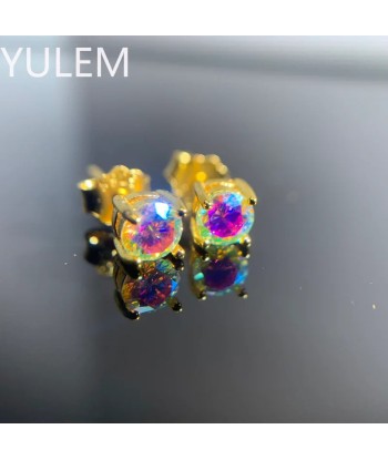 Sterling Silver 0.6CTW Moissanite Rainbow Stud Earrings for Women Venez découvrir notre 