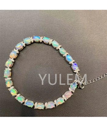 925 Silver Natural Opal Bracelet for Women Les êtres humains sont 