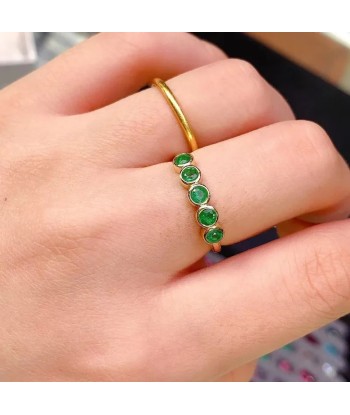 Sterling Silver 3ct Emerald Band Ring for Women Véritable concentré