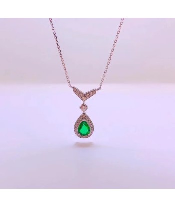 Sterling Silver Natural Emerald Fine Jewelry Pendant for Women 50% de réduction en Octobre 2024