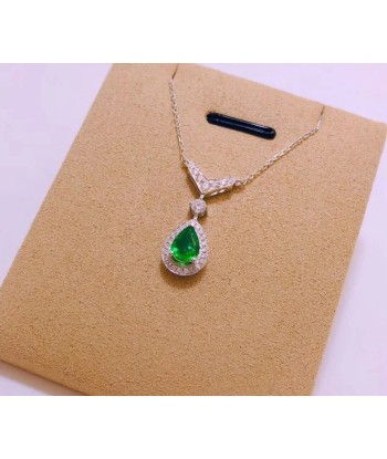 Sterling Silver Natural Emerald Fine Jewelry Pendant for Women 50% de réduction en Octobre 2024