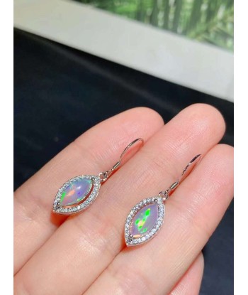 925 Silver Natural Opal Marquise Drop Earrings for Women Véritable concentré