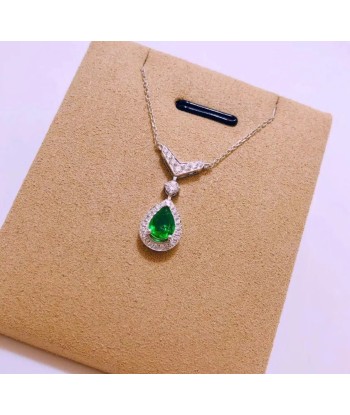 Sterling Silver Natural Emerald Fine Jewelry Pendant for Women 50% de réduction en Octobre 2024