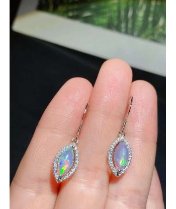 925 Silver Natural Opal Marquise Drop Earrings for Women Véritable concentré