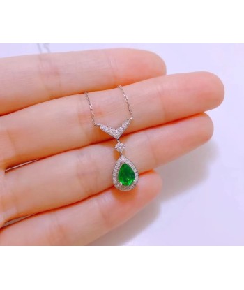 Sterling Silver Natural Emerald Fine Jewelry Pendant for Women 50% de réduction en Octobre 2024