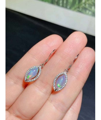 925 Silver Natural Opal Marquise Drop Earrings for Women Véritable concentré