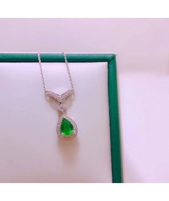 Sterling Silver Natural Emerald Fine Jewelry Pendant for Women 50% de réduction en Octobre 2024