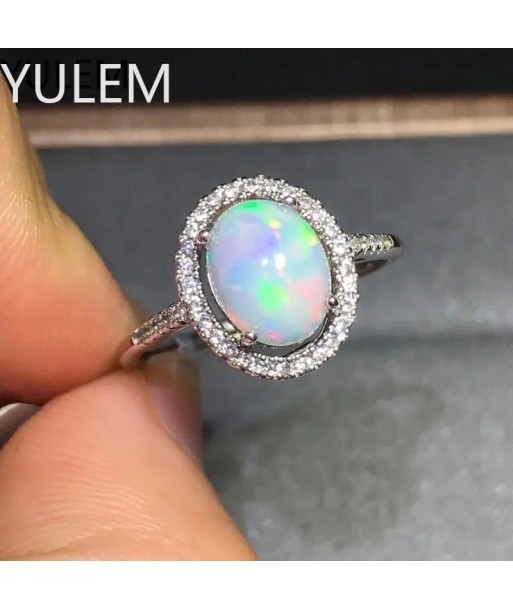 925 Silver Fire Opal Halo Ring for Women votre