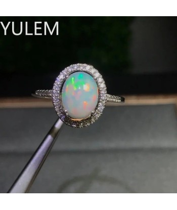 925 Silver Fire Opal Halo Ring for Women votre