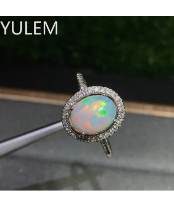 925 Silver Fire Opal Halo Ring for Women votre