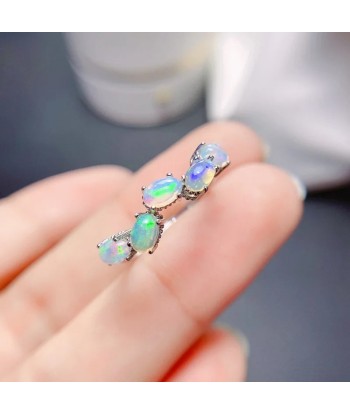 925 Sterling Silver Natural Opal Band Ring Set for Women ouvre sa boutique