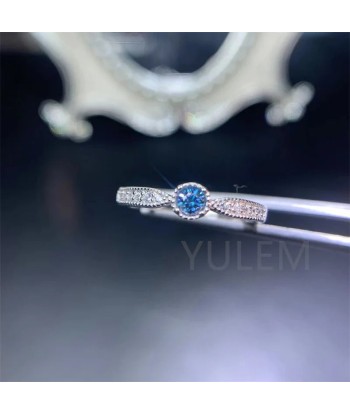 925 Silver Blue Moissanite Ring for Women 2024