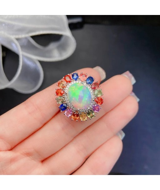 Sterling Silver Natural Opal Wedding Rings for Women À commander