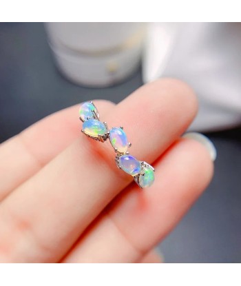 925 Sterling Silver Natural Opal Band Ring Set for Women ouvre sa boutique