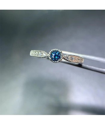 925 Silver Blue Moissanite Ring for Women 2024