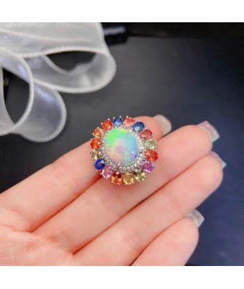 Sterling Silver Natural Opal Wedding Rings for Women À commander