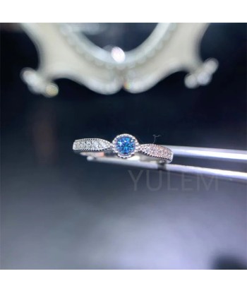 925 Silver Blue Moissanite Ring for Women 2024