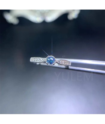 925 Silver Blue Moissanite Ring for Women 2024