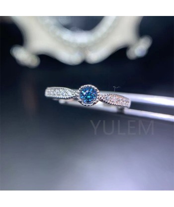 925 Silver Blue Moissanite Ring for Women 2024