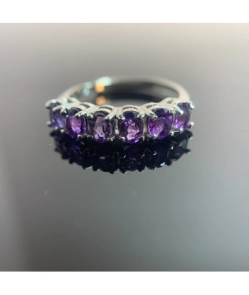 925 Sterling Silver Purple Amethyst Gemstone Band Ring for Women Par le système avancé 