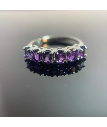 925 Sterling Silver Purple Amethyst Gemstone Band Ring for Women Par le système avancé 