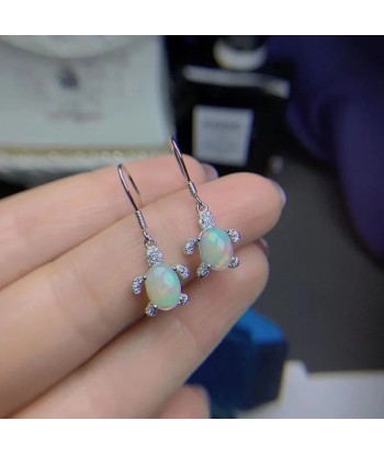 925 Sterling Silver Natural Opal Gemstone Drop Earrings for Women rembourrage situé sous