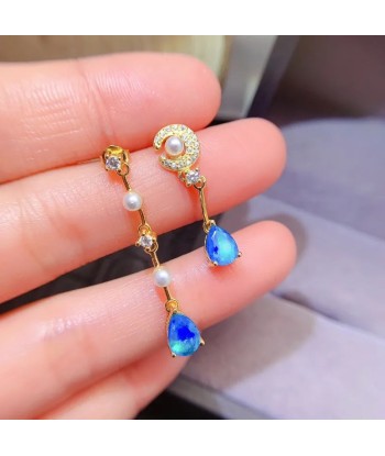 925 Silver 5mm*7mm Real Opal Drop Earrings for Women 2023