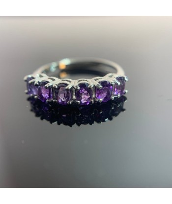 925 Sterling Silver Purple Amethyst Gemstone Band Ring for Women Par le système avancé 