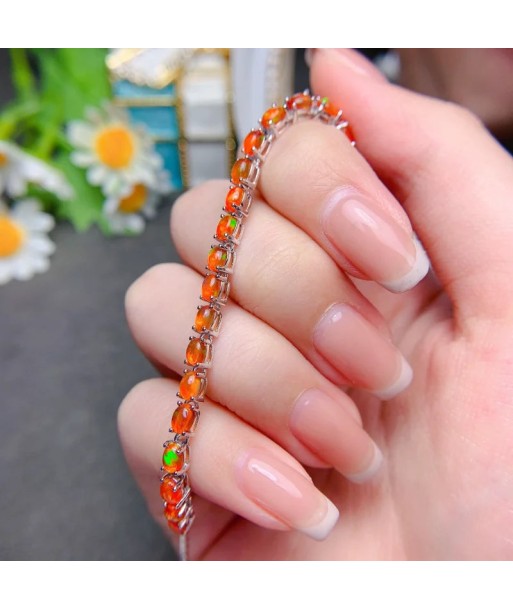 Silver Plated Orange Opal Stone Bracelet for Women français