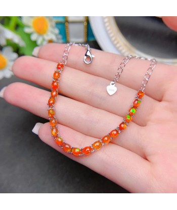 Silver Plated Orange Opal Stone Bracelet for Women français