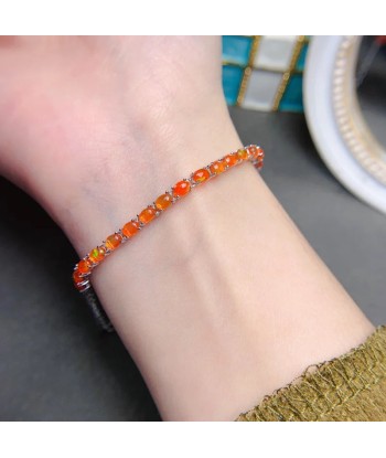 Silver Plated Orange Opal Stone Bracelet for Women français