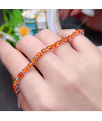 Silver Plated Orange Opal Stone Bracelet for Women français