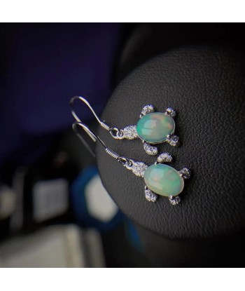 925 Sterling Silver Natural Opal Gemstone Drop Earrings for Women rembourrage situé sous